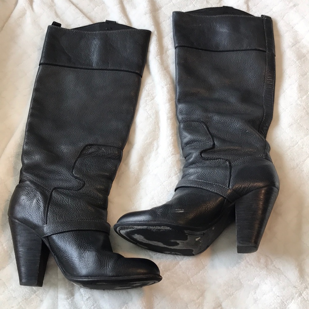 Sam Edelman tall black leather boots-size 8-4”heel - Picture 2 of 9